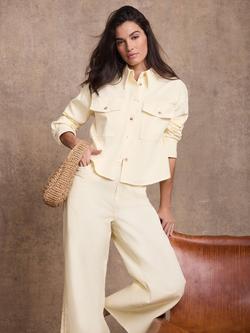 Mint Velvet Cropped Denim Shirt, Yellow, Yellow