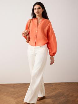 Mint Velvet Crew Neck Batwing Shirt, Orange - view 2, Orange