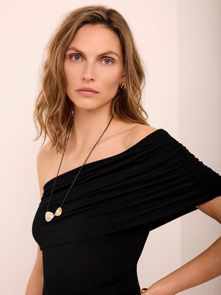 Mint Velvet One Shoulder Draped Top, Black - view 2, Black