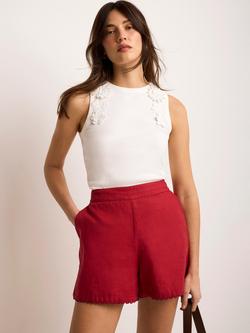 Mint Velvet Floral Applique Vest Top, White Ivory, White Ivory