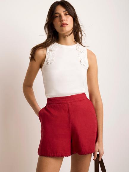Mint Velvet Floral Applique Vest Top, White Ivory, White Ivory