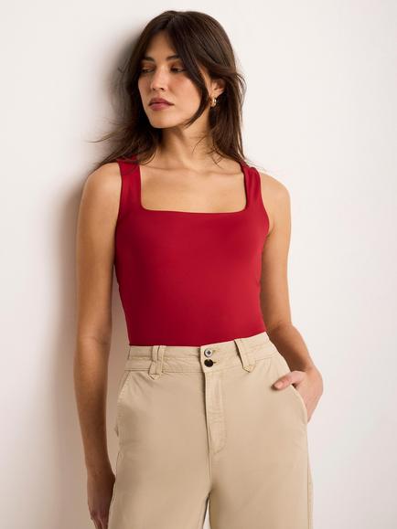 Mint Velvet Square Neck Layering Vest Top, Red, Red