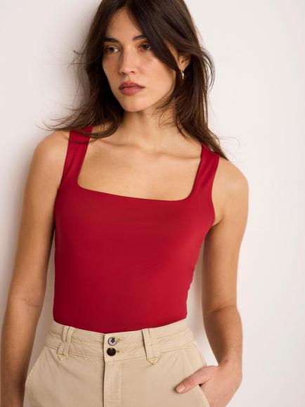 Mint Velvet Square Neck Layering Vest Top, Red - view 2, Red