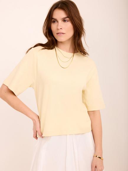 Mint Velvet Crew Neck Boxy T-Shirt, Yellow, Yellow