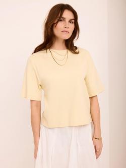 Mint Velvet Crew Neck Boxy T-Shirt, Yellow - view 2, Yellow
