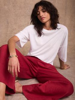 Mint Velvet Crew Neck Boxy T-Shirt, White Ivory, White Ivory