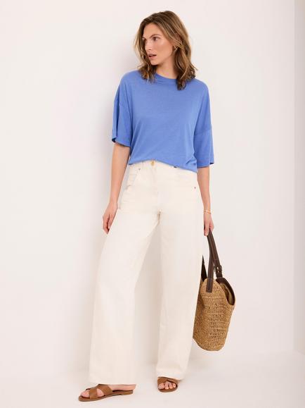 Mint Velvet Crew Neck Boxy T-Shirt, Blue, Blue