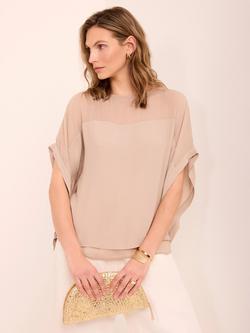 Mint Velvet Layered Sheer Panel Top, Natural, Natural