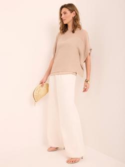 Mint Velvet Layered Sheer Panel Top, Natural - view 2, Natural