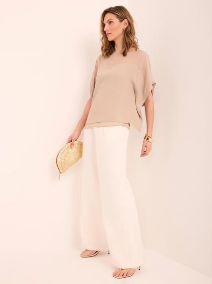 Mint Velvet Layered Sheer Panel Top, Natural - view 2, Natural