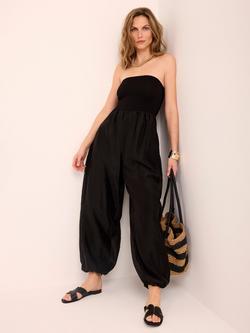 Mint Velvet Bandeau Neck Jersey Jumpsuit, Black - view 2, Black