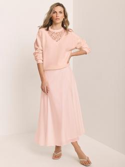 Mint Velvet A-Line Midi Skirt, Pink Light, Pink Light