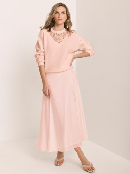 Mint Velvet A-Line Midi Skirt, Pink Light, Pink Light