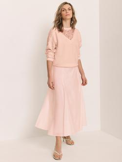 Mint Velvet A-Line Midi Skirt, Pink Light - view 2, Pink Light