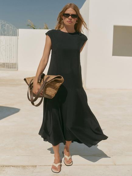 Mint Velvet Drop Waist Full Hem Maxi Dress, Blue Navy, Blue Navy