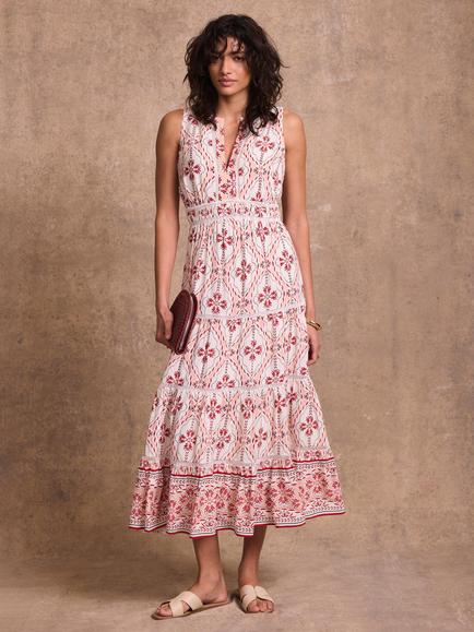 Mint Velvet Geo Print Sleeveless Maxi Dress, Pink Light, Pink Light