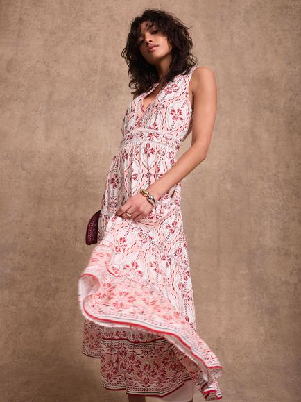 Mint Velvet Geo Print Sleeveless Maxi Dress, Pink Light - view 2, Pink Light