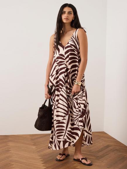 Mint Velvet Palm Print Maxi Dress, Red Burgundy, Red Burgundy