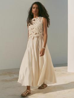 Mint Velvet Floral Crochet Bodice Maxi Dress, Natural Cream - view 2, Natural Cream