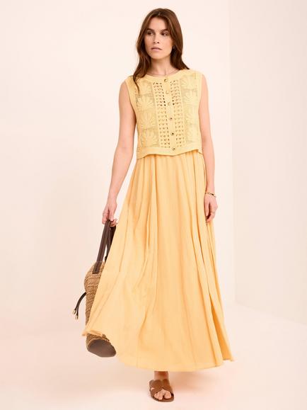 Mint Velvet Cotton Rich Crochet Top Dress, Yellow, Yellow