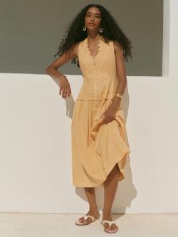 Mint Velvet Ruffle Trim Sleeveless Maxi Dress, Yellow, Yellow