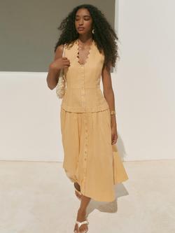 Mint Velvet Ruffle Trim Sleeveless Maxi Dress, Yellow - view 2, Yellow