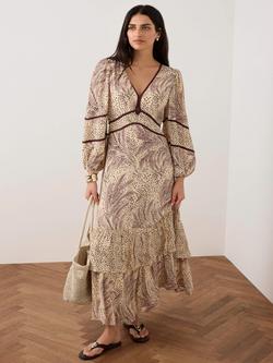 Mint Velvet Printed Boho Maxi Dress, Cream/Multi, Cream/Multi