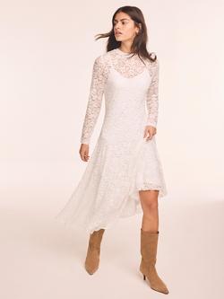 Mint Velvet Asymmetric Midi Dress, White Ivory, White Ivory