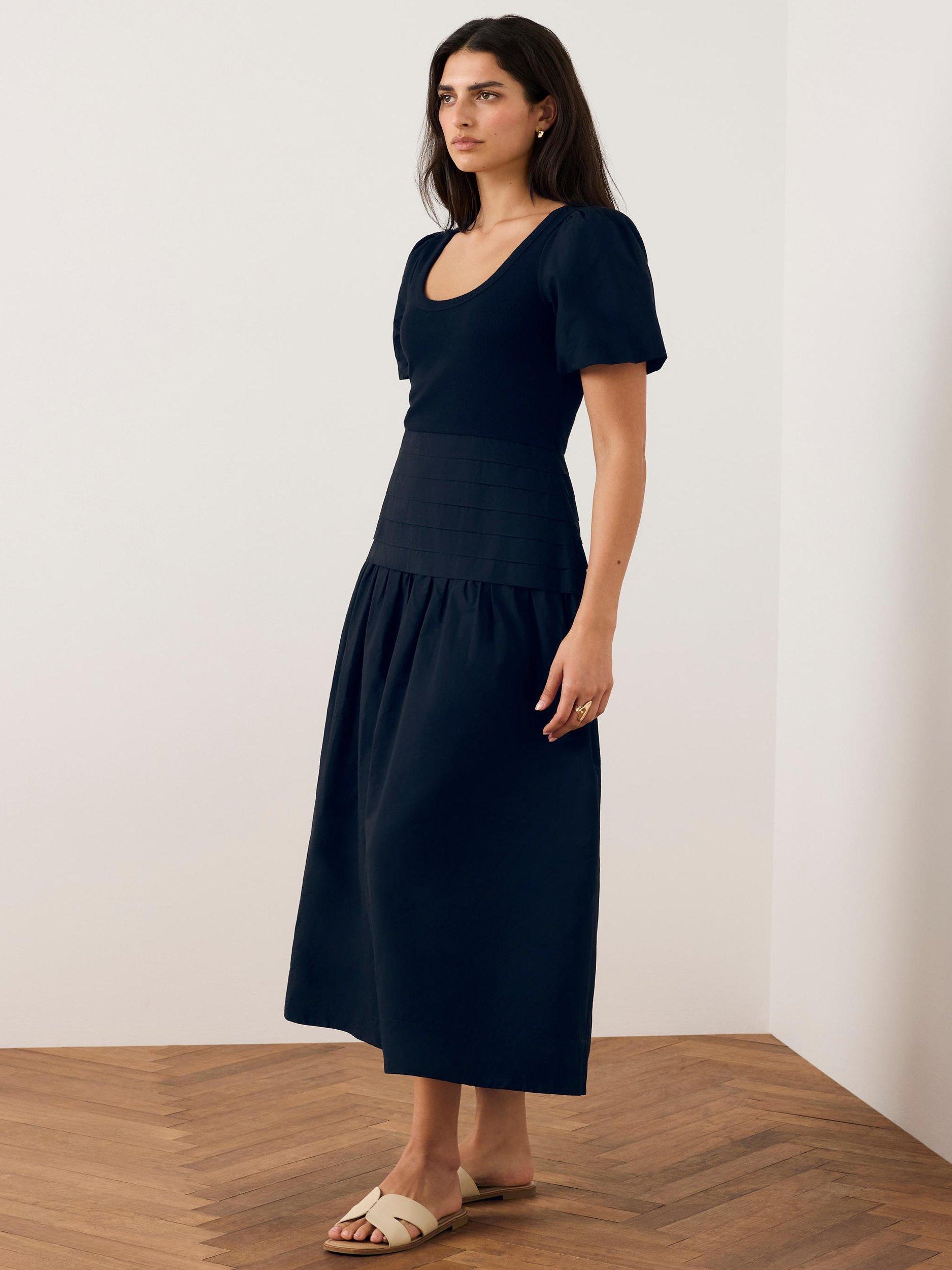 Mint Velvet Pintuck Drop Waist Maxi Dress, Blue Navy