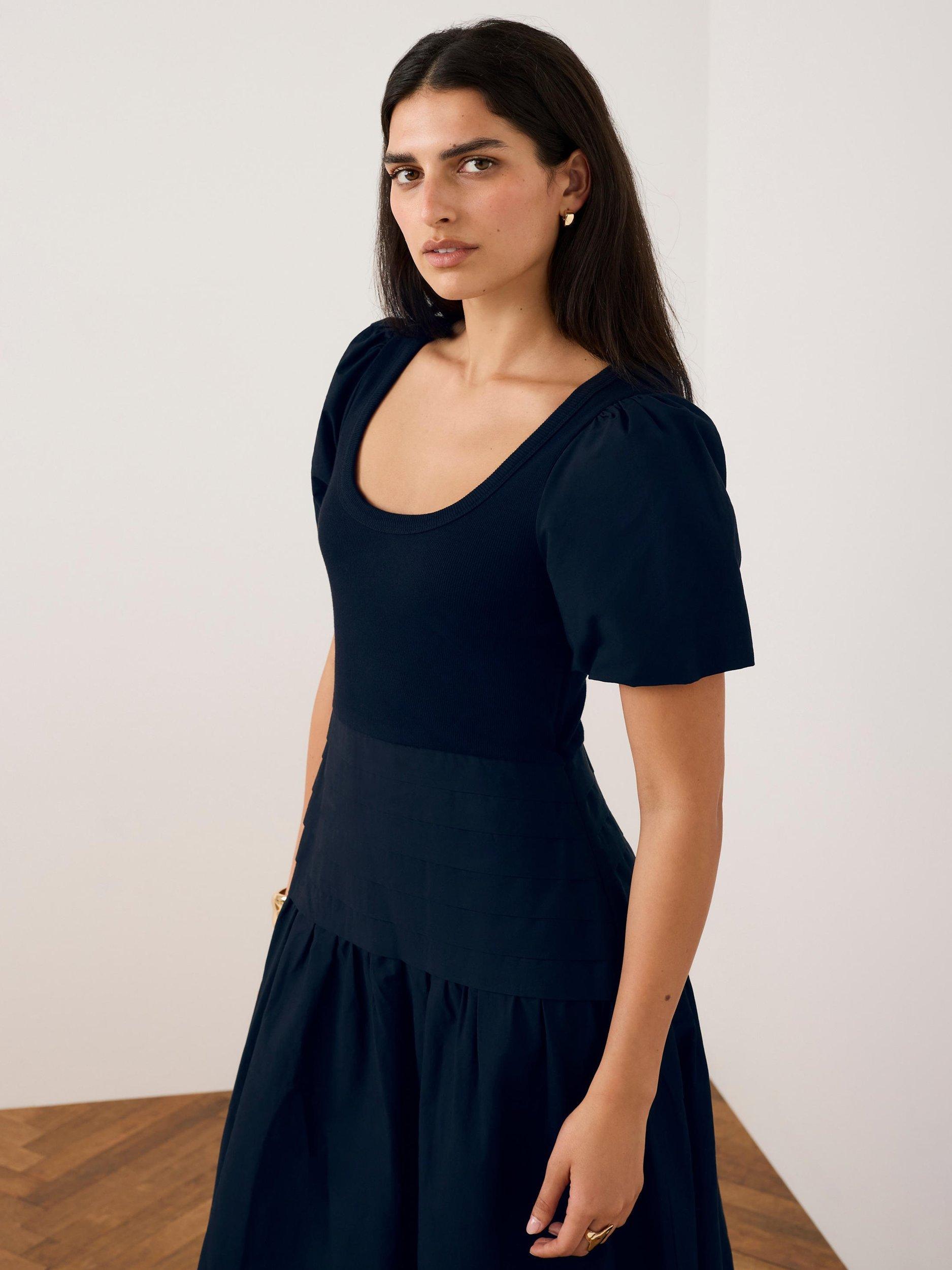 sachin and babi light blue dress Navy Blue Toile Drop Waist Dress – Confetti Boutique main image 0
