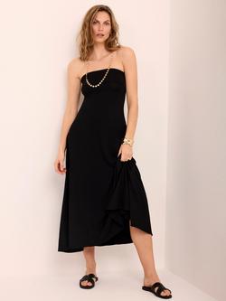 Mint Velvet Tie Back Bandeau Maxi Dress, Black - view 2, Black