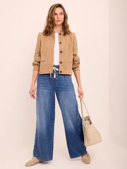 Mint Velvet Tie Waist Wide Leg Jeans, Blue/Multi, Blue/Multi