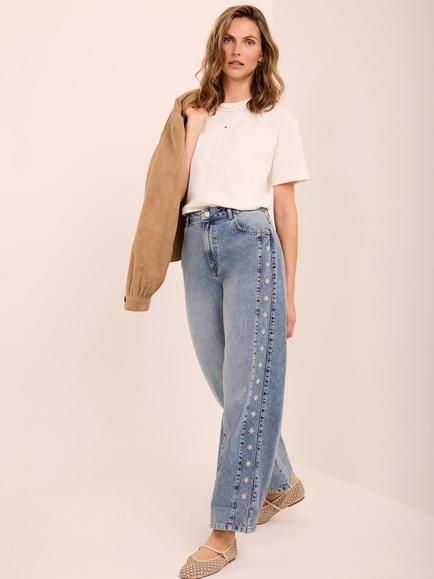 Mint Velvet Embroidered Floral Jeans, Blue
