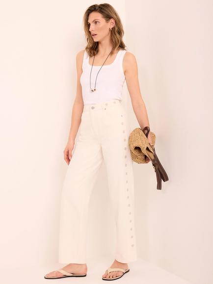 Mint Velvet Embroidered Floral Jeans, White Ivory