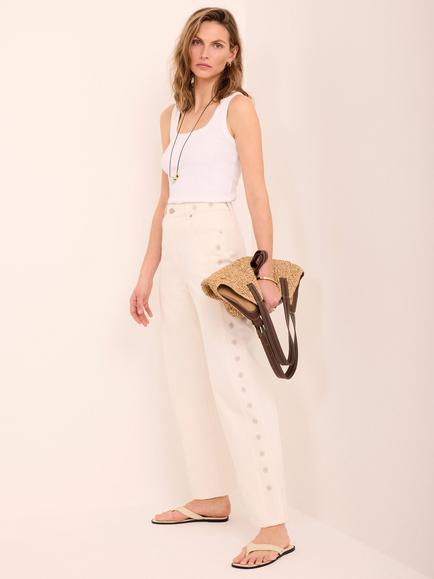 Mint Velvet Embroidered Floral Jeans - view 2, White Ivory