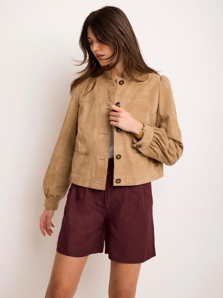 Mint Velvet Tie Waist Linen Blend Shorts, Red Burgundy - view 2, Red Burgundy