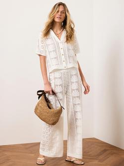 Mint Velvet Crochet Shell Trousers, White Ivory, White Ivory
