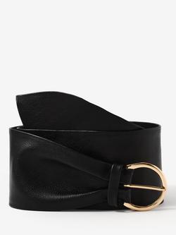 Mint Velvet Leather Wide Waist Belt, Black, Black