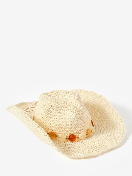 Mint Velvet Bead Trim Straw Hat, Natural, Natural