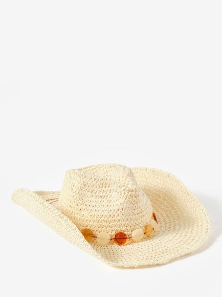 Mint Velvet Bead Trim Straw Hat, Natural - view 2, Natural