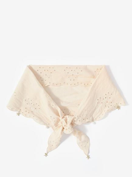 Mint Velvet Charm Embellished Broderie Anglaise Scarf, Natural Cream