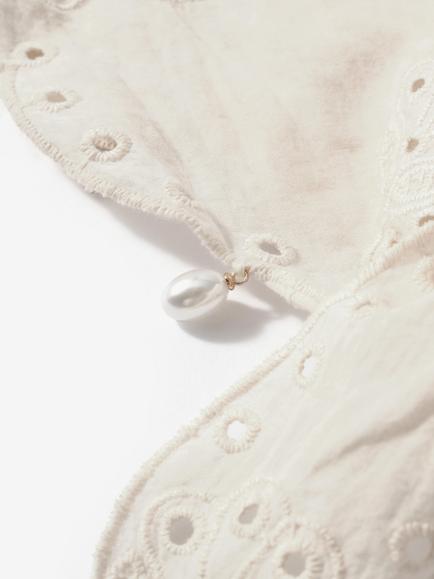 Mint Velvet Charm Embellished Broderie Anglaise Scarf - view 2, Natural Cream