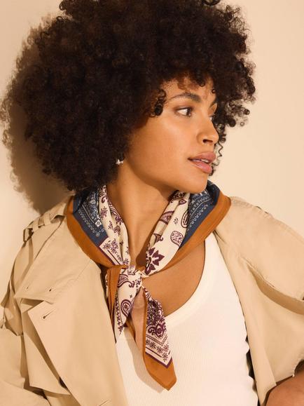 Mint Velvet Paisley Print Scarf, Blue Navy - view 2, Blue Navy