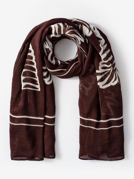 Mint Velvet Seashell Print Scarf Cover Up Scarf, Brown/Multi, Brown/Multi