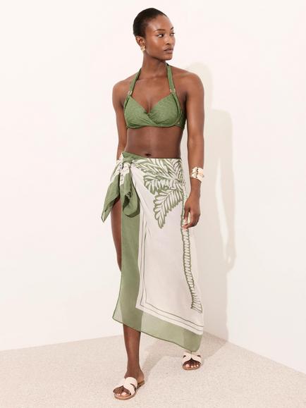 Mint Velvet Palm Print Cover Up Scarf, Green/Multi - view 2, Green/Multi