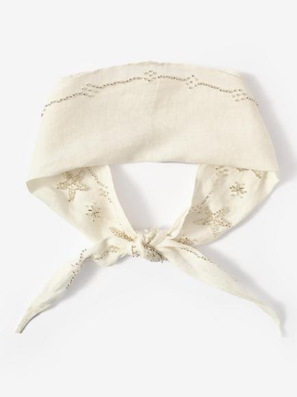 Mint Velvet Embellished Neck Scarf, White Ivory