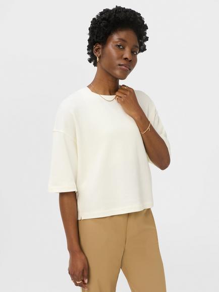 Sweaty Betty After Class Short Sleeve Round Neck Sweatshirt, Dove White