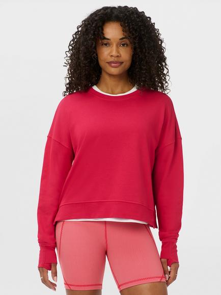 Sweaty Betty After Class Crop Sweatshirt containing TENCEL™ Modal, Crimson Red