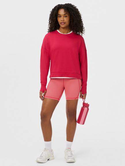 Sweaty Betty After Class Crop Sweatshirt containing TENCEL™ Modal - view 2, Crimson Red