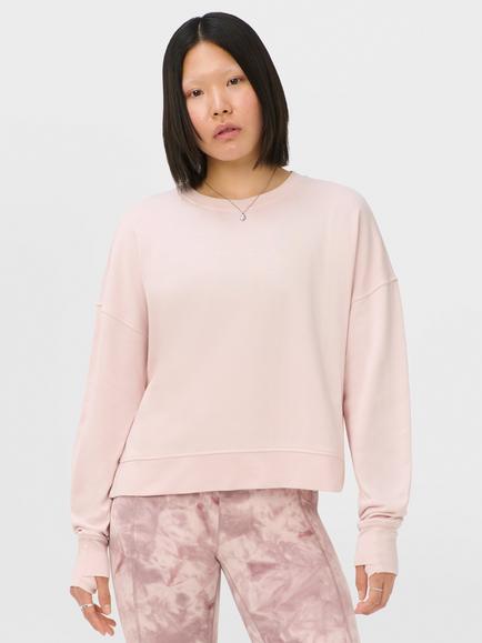 Sweaty Betty After Class Crop Sweatshirt containing TENCEL™ Modal, Sun Dust Pink